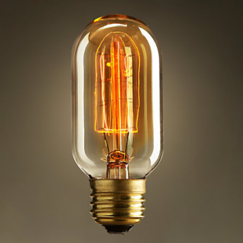 T45 Vintage Straight Filament Clear Glass Edison Bulb for Bar Decor Lighting