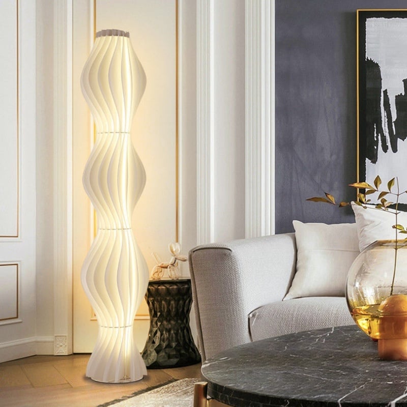 Modern Wavy Curved LED Floor Lamp Metal Acrylic Foot Switch for Home Decor