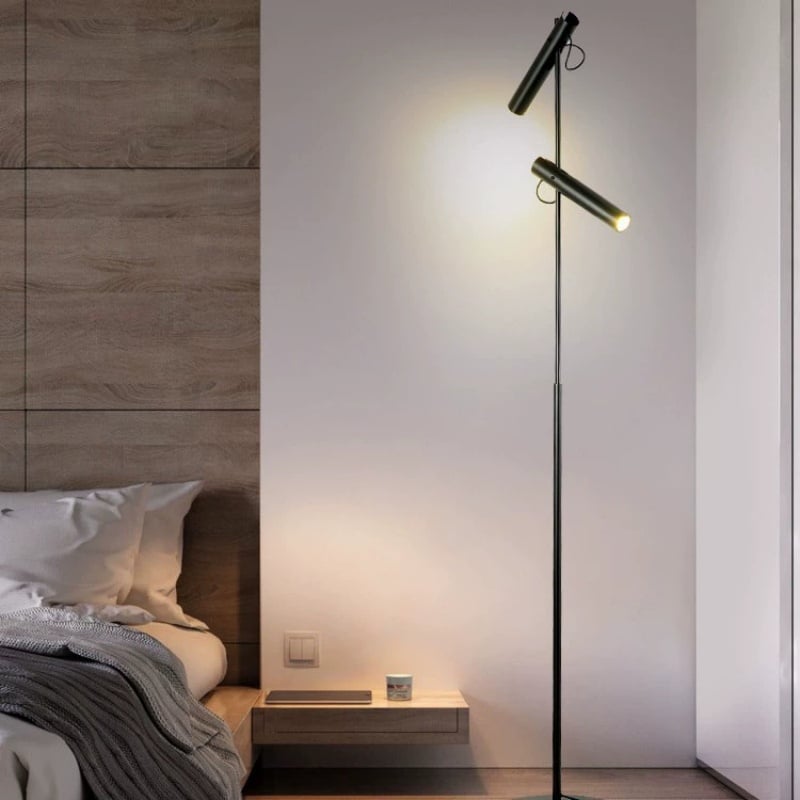 Stainless Steel Black Simple Living Room High-End Floor Lamp Adjustable Bedside Sofa Study Standing Light