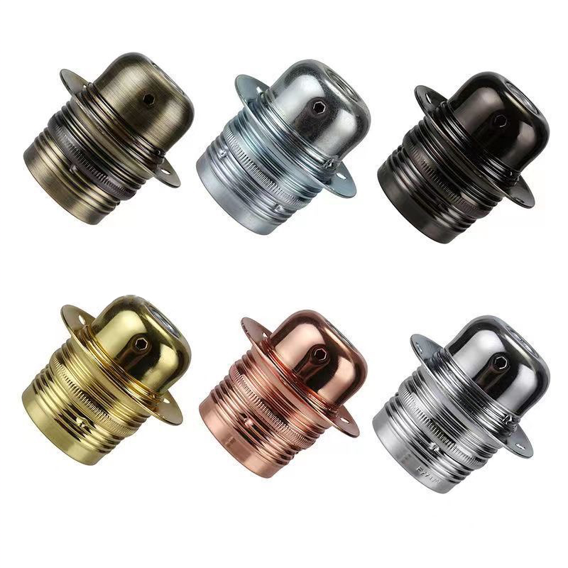 Vintage Electroplated Iron Lamp Holder Multi-Color With Bracket for DIY Lighting