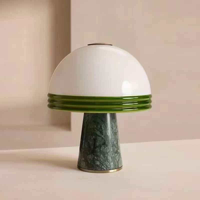 Italian Minimalist Green Marble Creative Mushroom Lampshade Indoor LED Desk Lamp