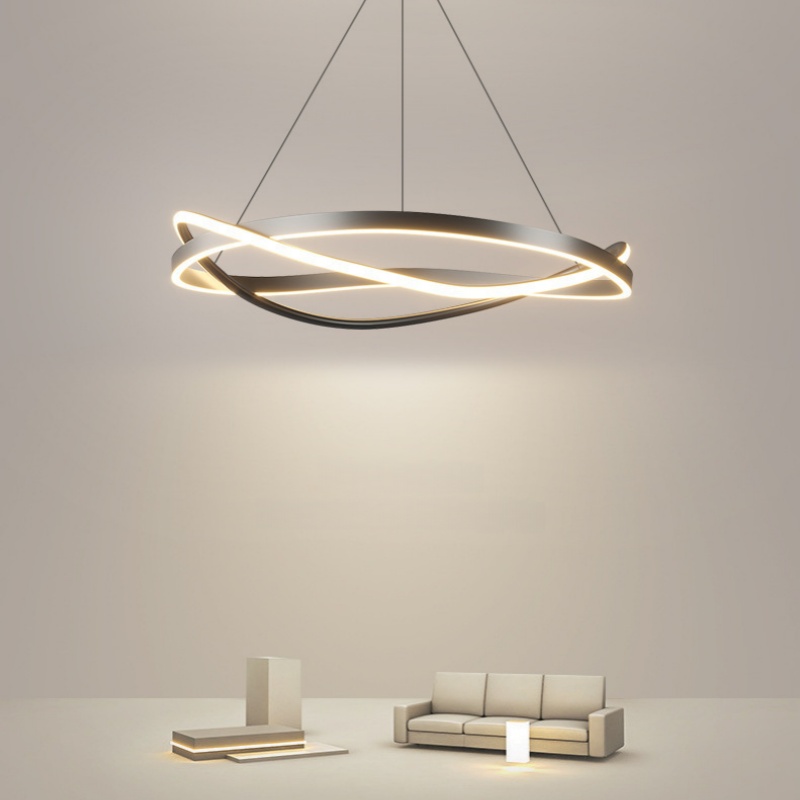 Circle Chandelier Creative Aluminum Black Chandeliers Pendant Lights Modern LED Hanging Lamp for Dining Room Kitchen