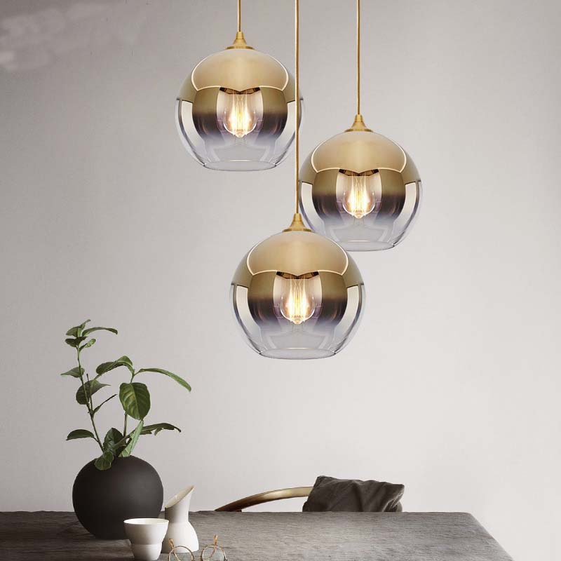 Modern Luxury Gradient Color Glass Lampshade Indoor LED Decorative Chandelier