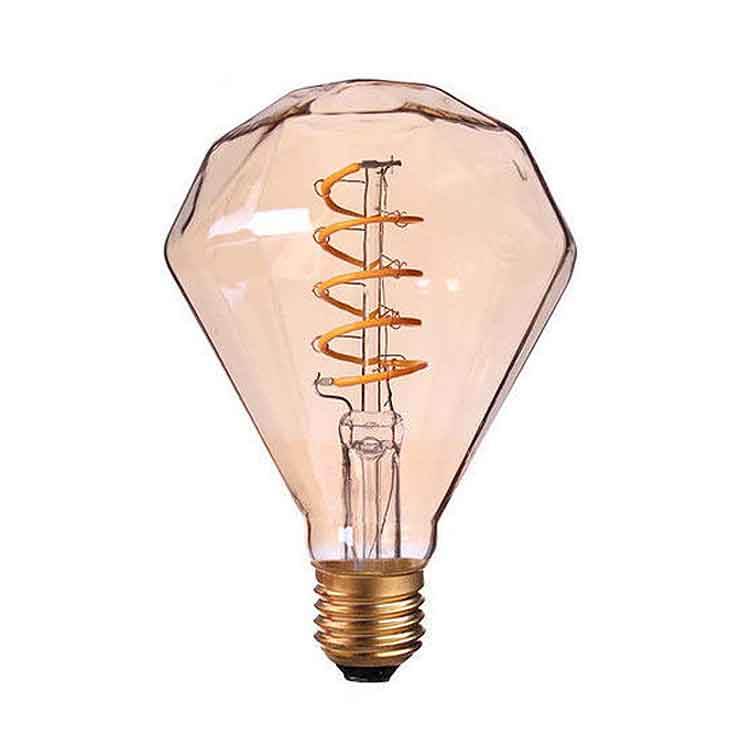 D95/D115 Clear Soft Filament Diamond-shaped LED Bulb for Indoor Outdoor Decor