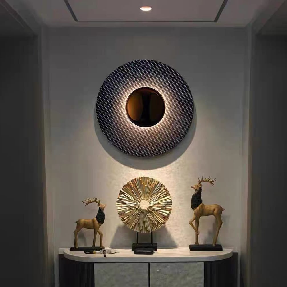 Modern Circular Creative LED Wall Light for Bedroom Bedside Study TV Background
