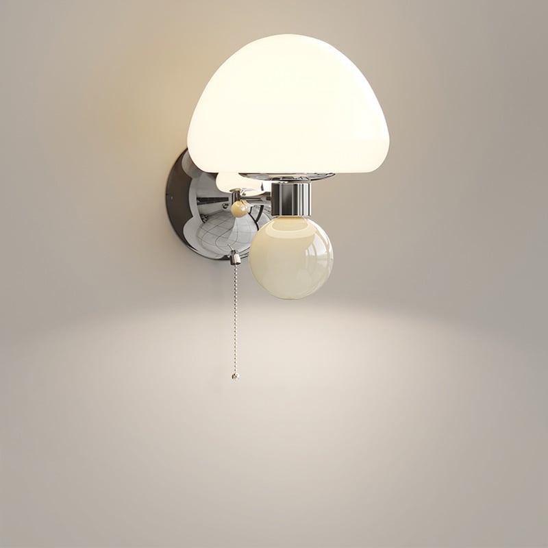 Creative Iron Body Mushroom Shaped Decorative Wall Light for Living Room Cream Color