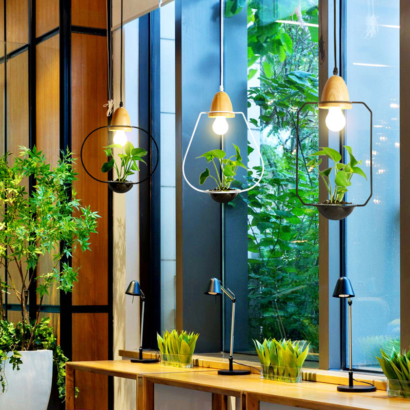 Moderne groene plantenkweek creatieve metalen decoratieve kroonluchter voor koffiebar