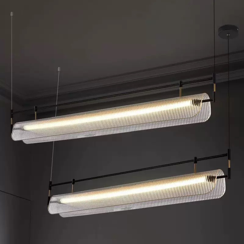 Italian Minimalist Restaurant Pendant Light Simple Designer Creative Long Strip Dining Room Bar Counter Linear Lighting Fixture