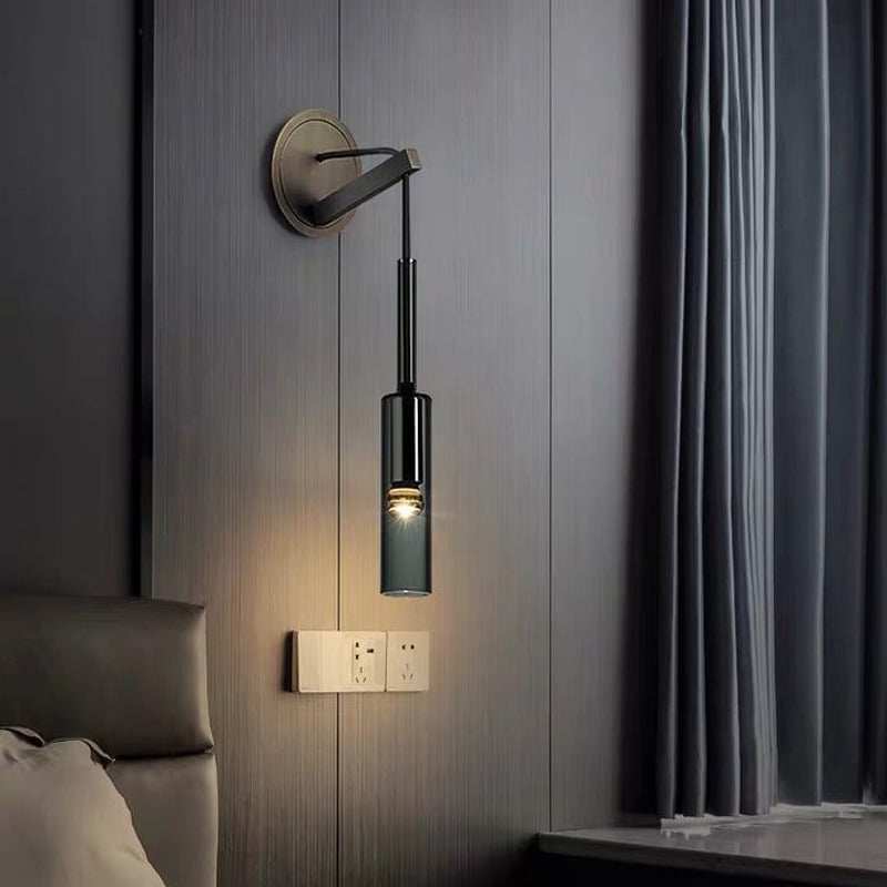 Postmodern Luxury Crystal Smoky Glass Design Sconce Wall Lamp for Home Decor