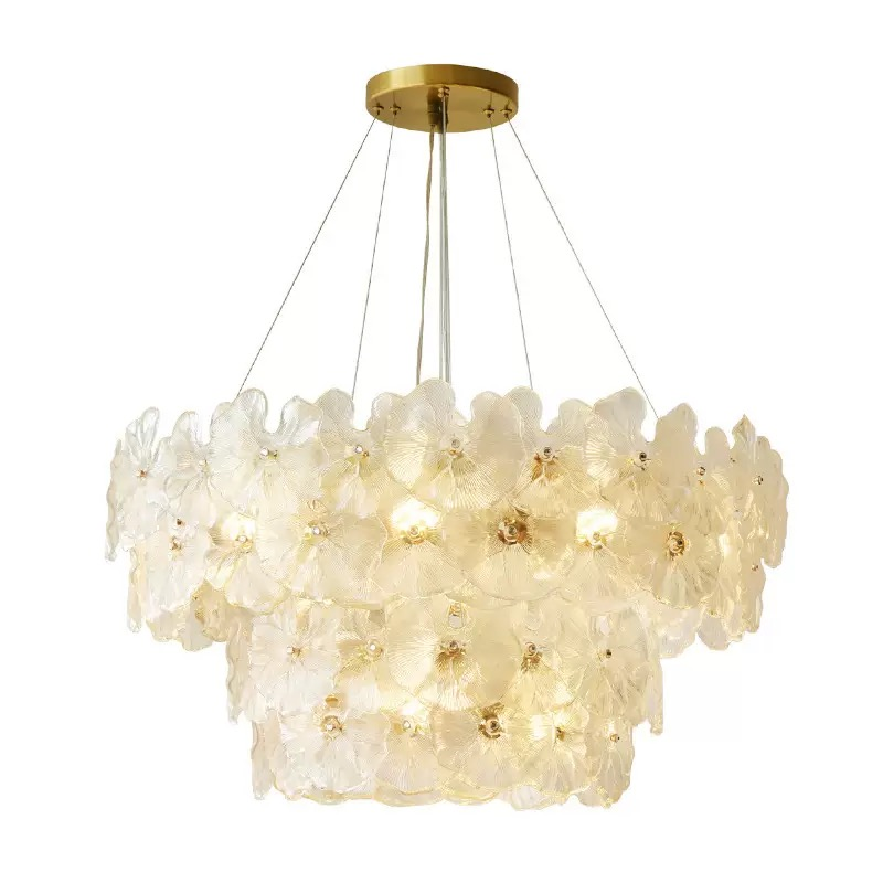French Luxury Lotus-shaped Crystal Chandelier for Living Room Dining Room and Bedroom High-End Lighting