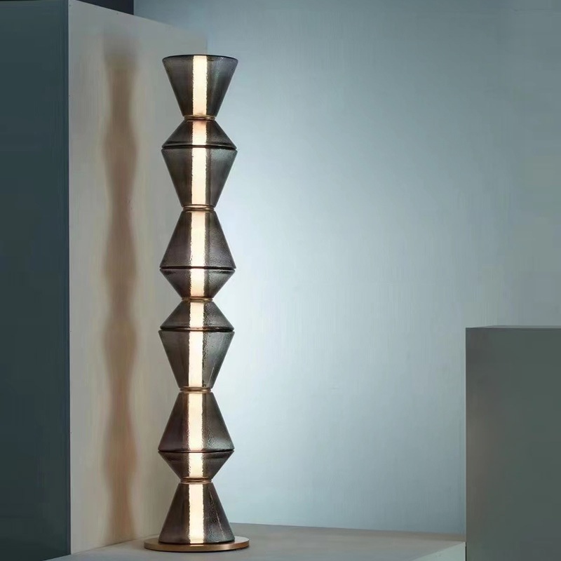 Modern Stacked Conical LED Floor Lamp Iron Glass Foot Switch for Luxury Decor