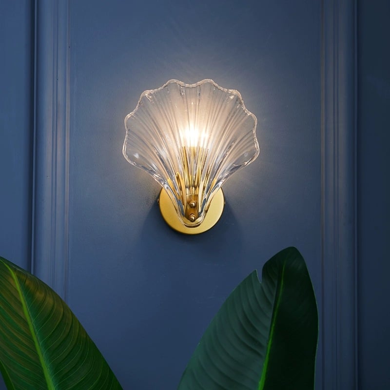Italy Modern Art Bedroom Bedside Glass Transparency Shell LED Wall Lamp