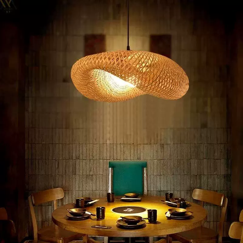Wabi-sabi Irregular Handwoven Bamboo Pendant Lampshade DIY Accessories
