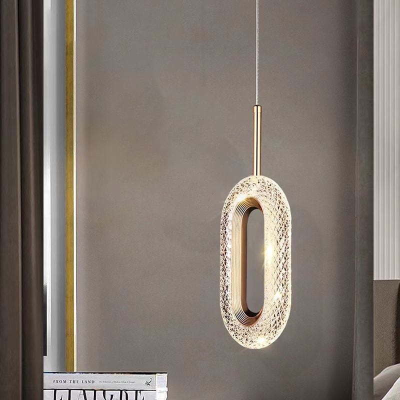 Modern Minimalist Golden Crystal Glass LED Decorative Pendant Light for Bedroom