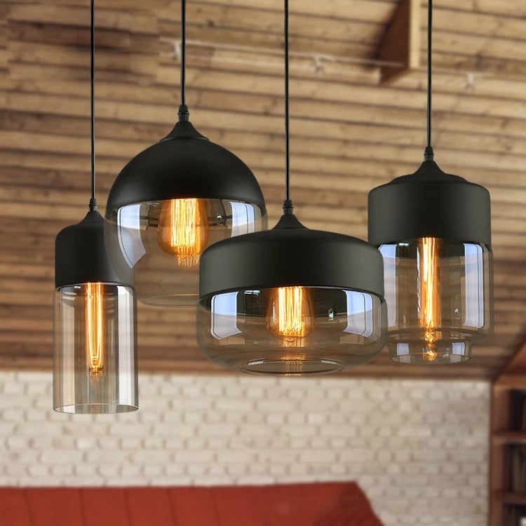 Suspension industrielle rétro artistique créative avec ampoule Edison, lumière chaude, tête unique en verre