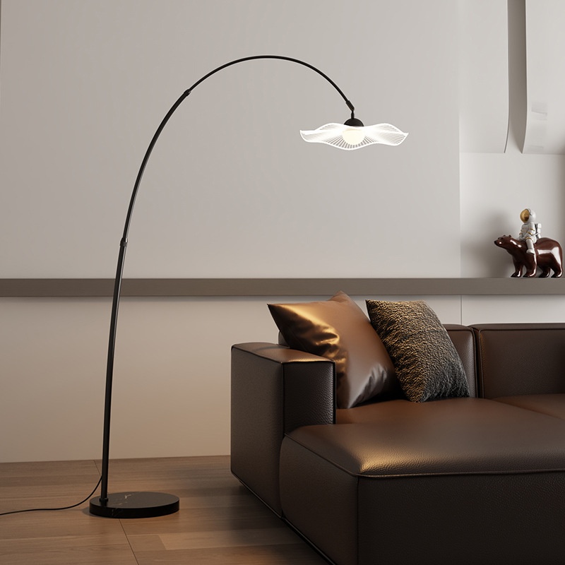Fully Adjustable Iron Marble Leaf LED Floor Lamp for Living Room Sofa Decor