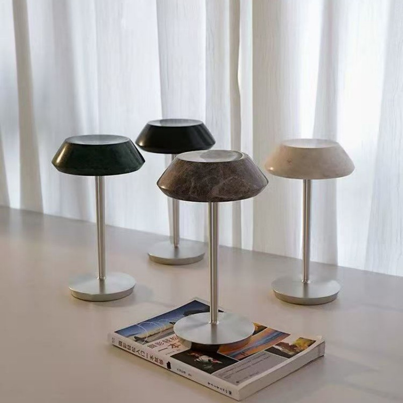 Modern LED Marble Table Lamp Dimmable Rechargeable Cordless Bedside Light for Dining Table Ambient Lighting 