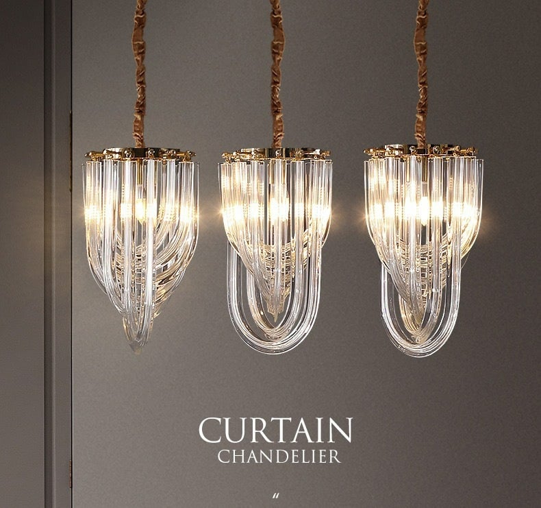  Creative retro curved crystal glass chandelier for hotel living room dining room
