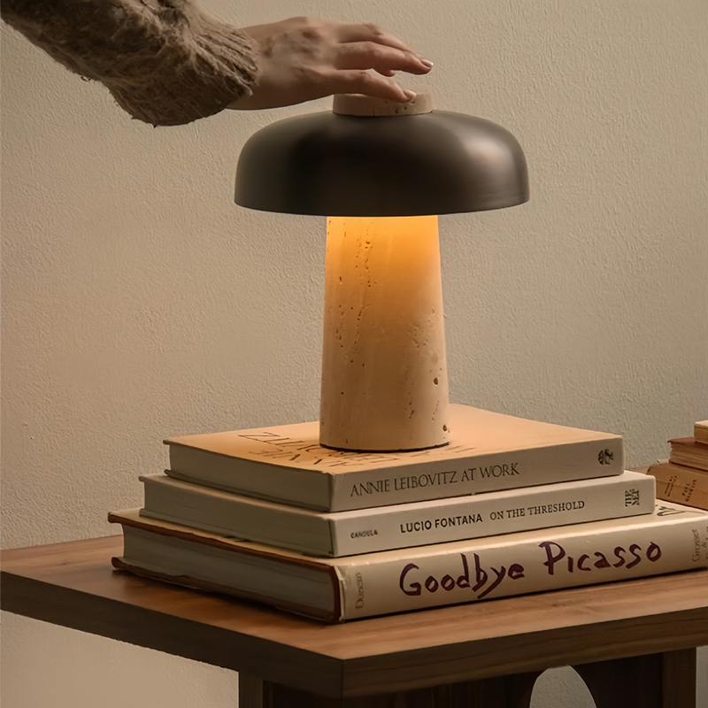 Danish Yellow Cave Mushroom Lampshade Charging Touch Bedroom Indoor Desk Lamp