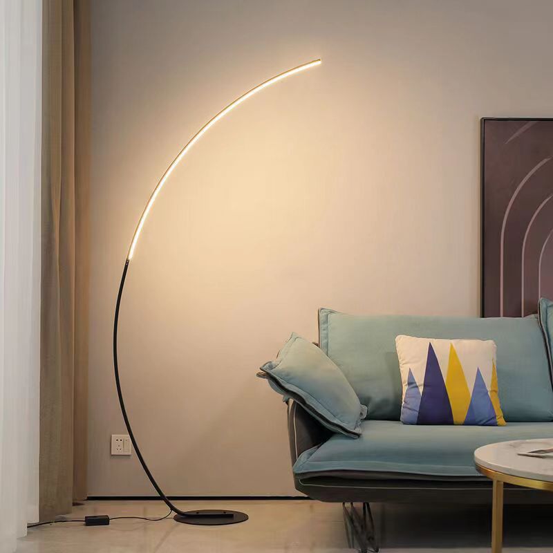 Minimalist Vertical Metal Acrylic Linear LED Corner Floor Lamp for Living Room Bedroom Decor
