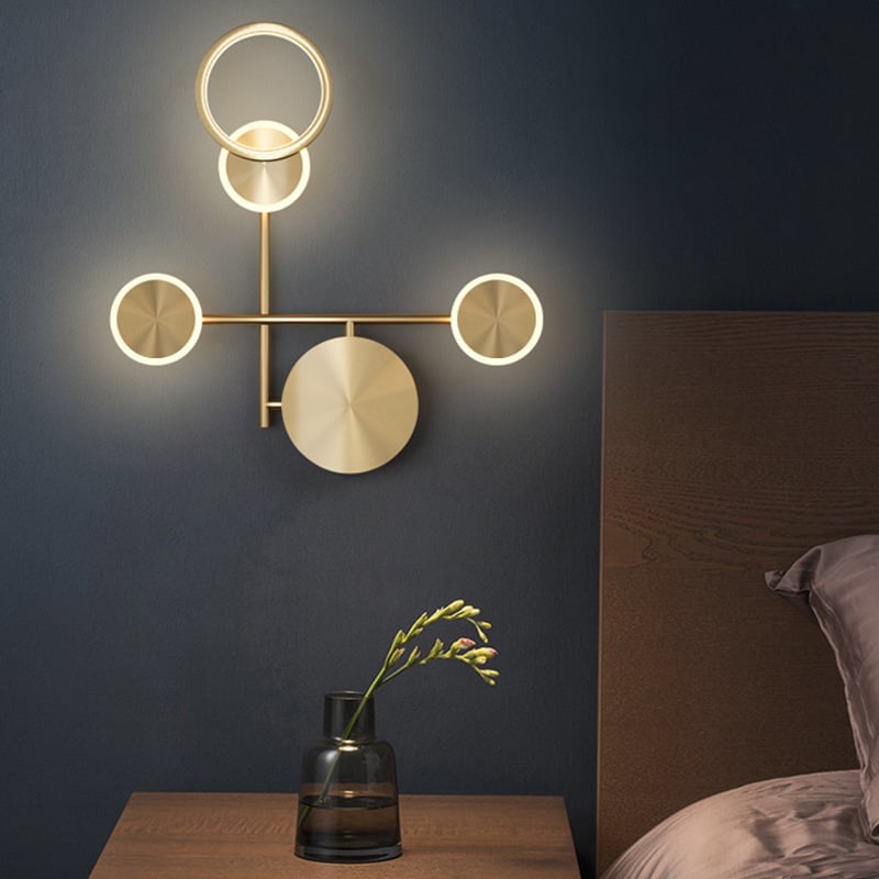 Modern Copper Wall Hanging Light Indoor Art Decorative Bedroom Living Room Golden Wall Lamp