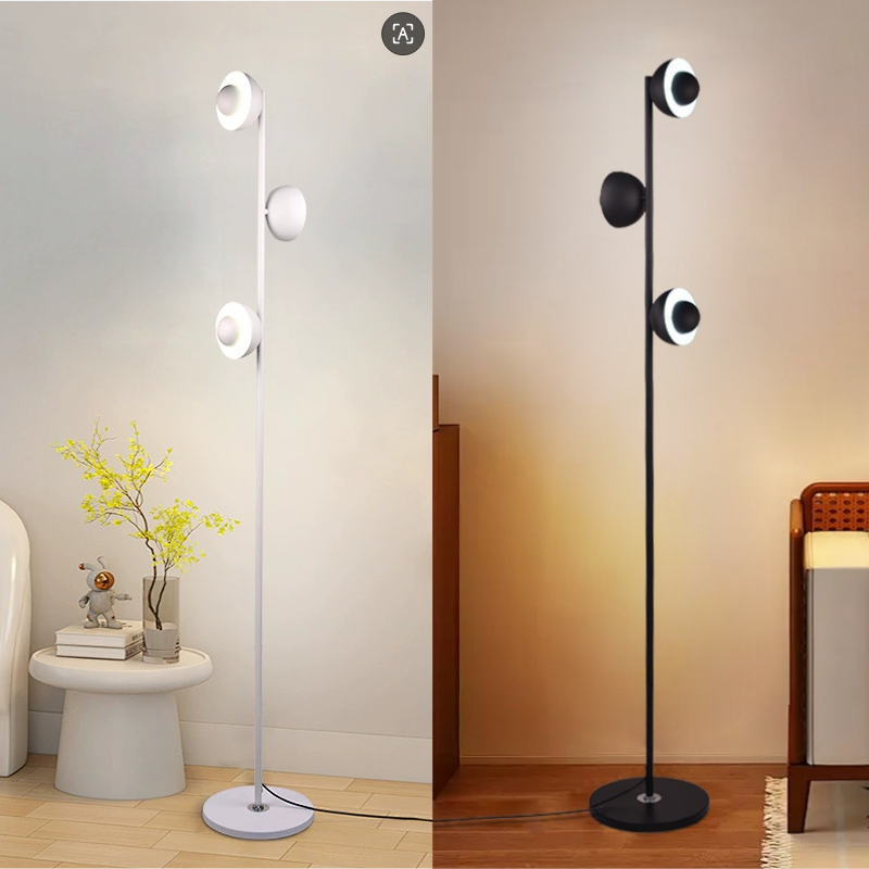 Rotating 3-head Metal Dimmable LED Floor Lamp for Living Room Bedroom Home Decor