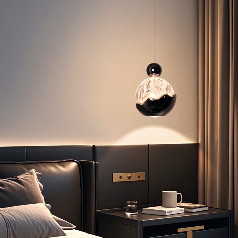 Modern Minimalist Glass Metal Ball Player Sweeping Adjustable Pendant Light