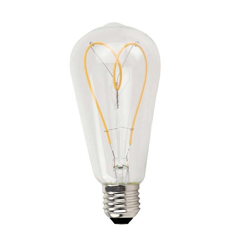 ST64 Clear Soft Filament Heart-shaped LED Bulb for Decor Lighting