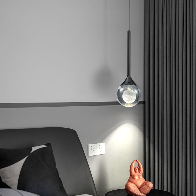 Minimally Luxury Crystal Glass Spherical Metal Design Restaurant Pendant Light