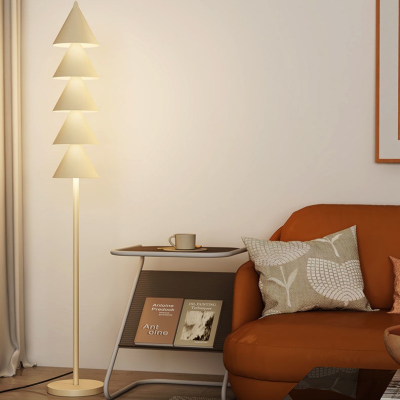 Christmas Tree Shape Metal Acrylic LED Floor Lamp 3-Color Dimming for Home Deco