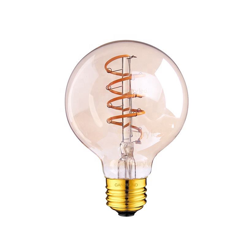 G80/G95/G125 Amber Soft Filament LED Bulb for Indoor Outdoor Decor Lighting