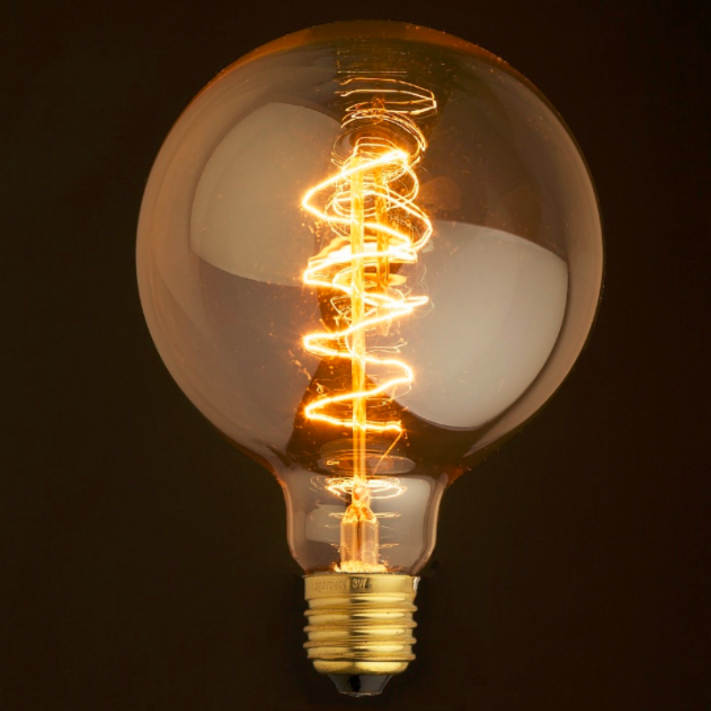 G125 Vintage Spiral Filament Edison Bulb Warm Light for Home Lighting