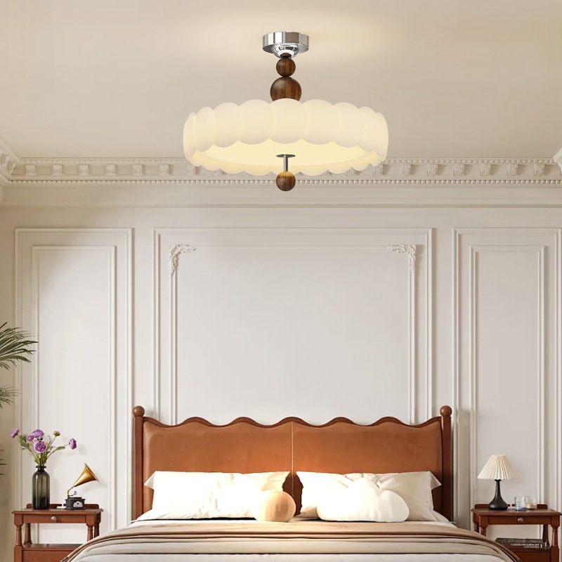 Walnut Black PE Cloud LED Flush Mount Ceiling Light Tri-Color Dimming