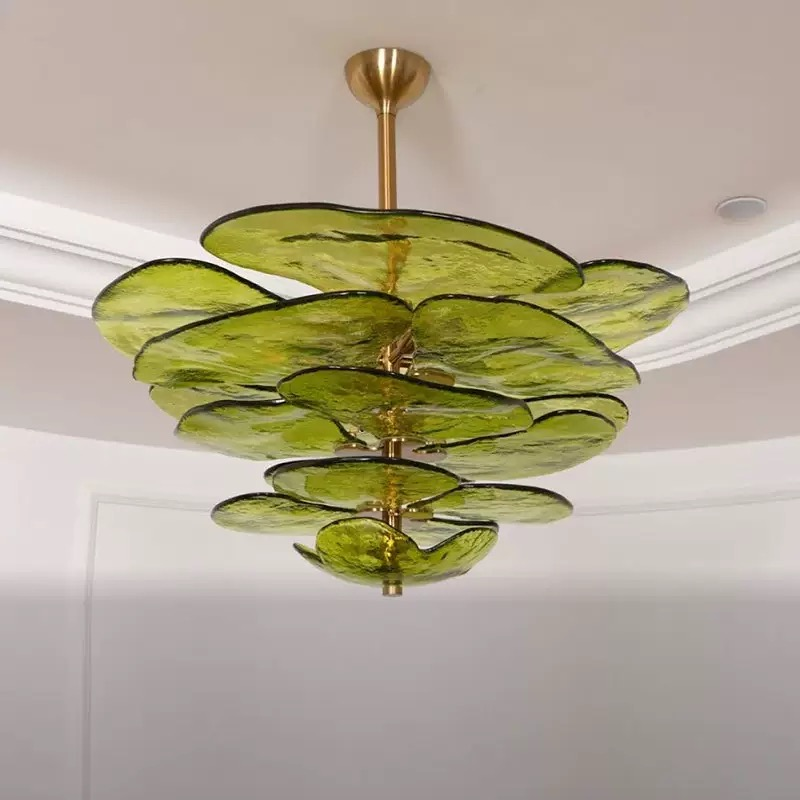 French Vintage Romantic Designer Rose Glass Chandelier for Dining Room Living Room Study Bedroom