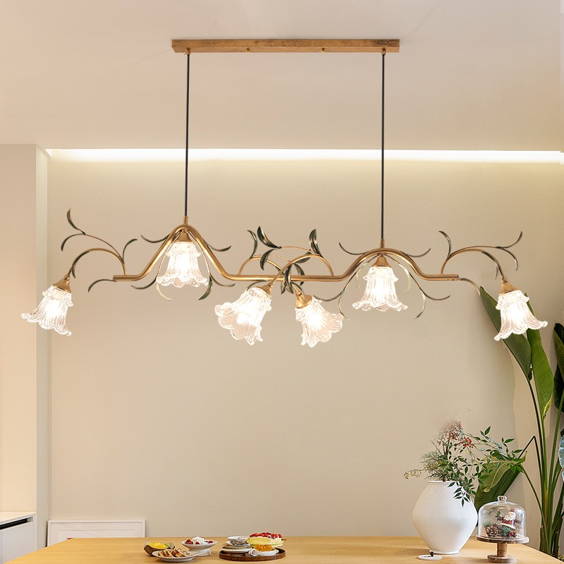 French Pastoral Flower Chandelier for Living Room Bedroom Restaurant Hotel Villa Crystal Pendant Lamp for Home Decoration