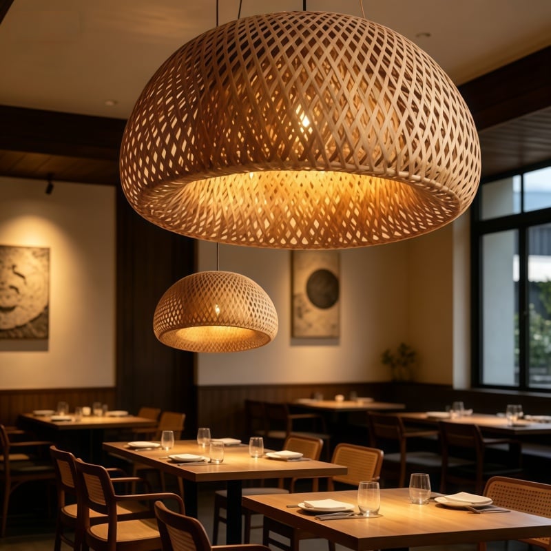 Nest Shaped Handmade Bamboo Lampshade DIY Accessories for Hanging Lamp