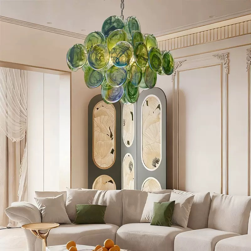French Vintage Murano Cloud Glass Chandelier for Hotel Restaurant Home Decor