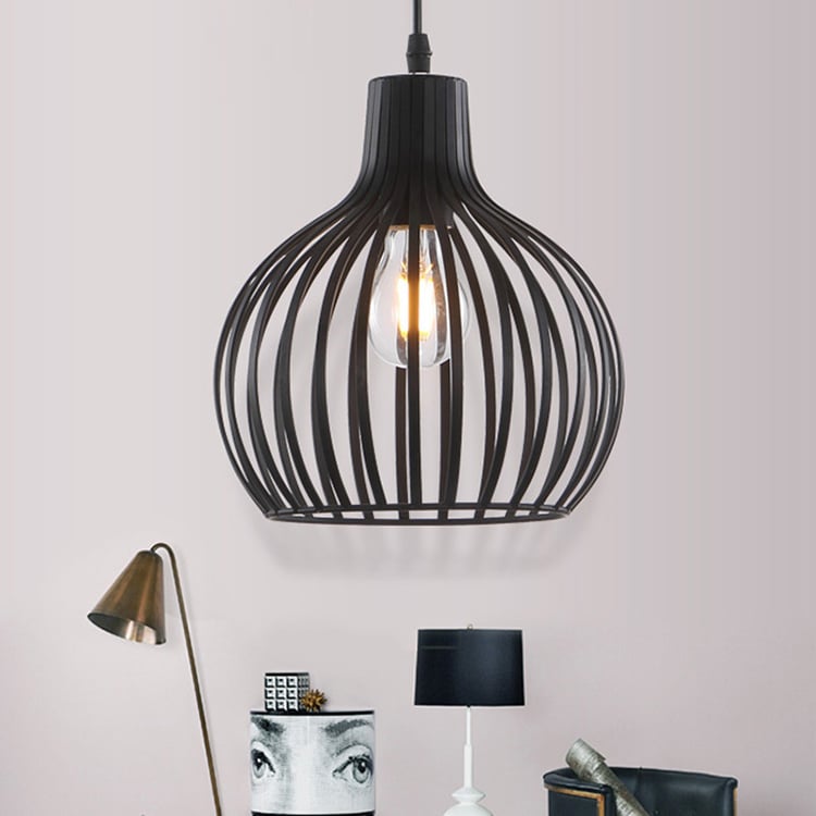 Creative Birdcage Chandelier Single Head Iron Wire Hanging Lamp with Black White Gold