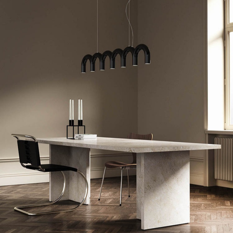 New Memphis U-shaped LED Restaurant Chandelier for Island Bar Counters  Exhibition Halls