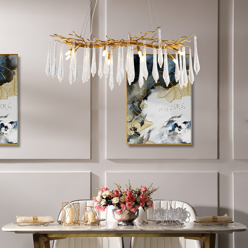 Home Decorative Lighting Vintage Creative Branch-shaped Crystal Pendant Lamp Rustic Style Indoor Hotel Chandelier