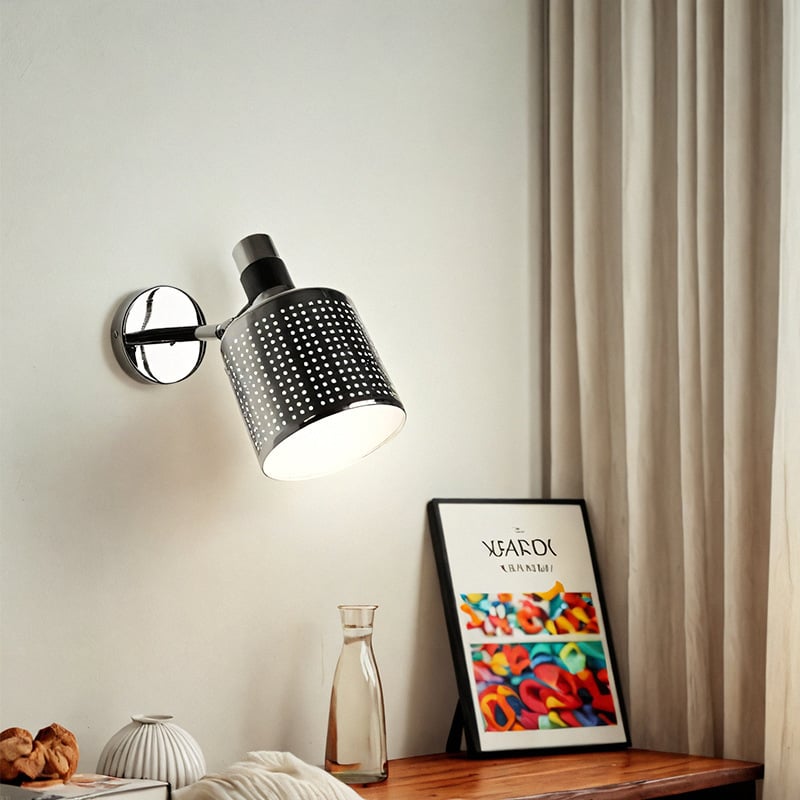 Nordic Light Luxury Indoor LED Golden Sliver Cylindrical Lampshade Decorative Wall Lamp