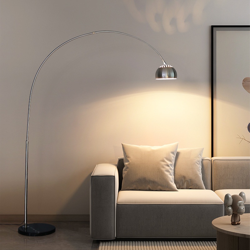 Height Adjustable Iron Marble Arc LED Floor Lamp for Living Room Sofa Decor