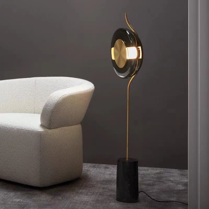 Minimalist Donut Glass Marble Gold LED Floor Lamp for Home Decor