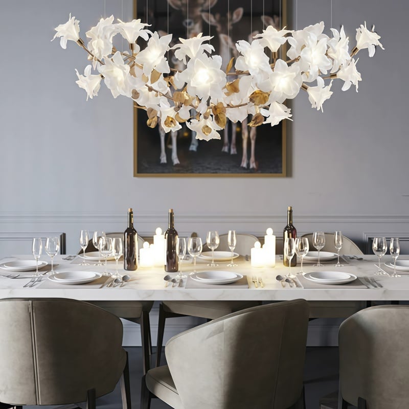 Modern, minimalistisk hänglampa till matsalen – konstnärlig design, elegant keramisk blomma för villa eller hotell