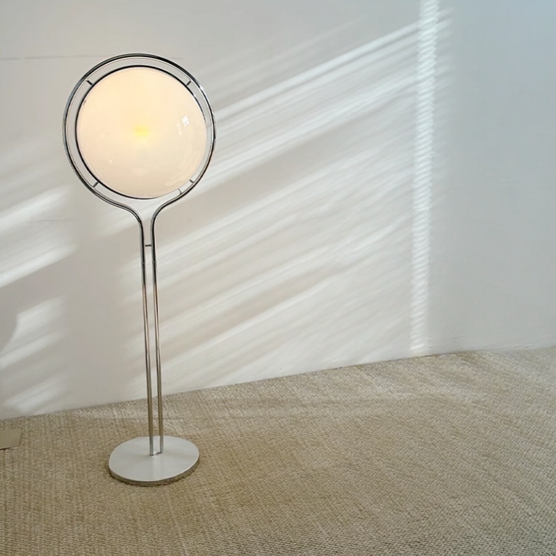 Modern Round Globe LED Floor Lamp Metal Acrylic Foot Switch for Minimalist Decor