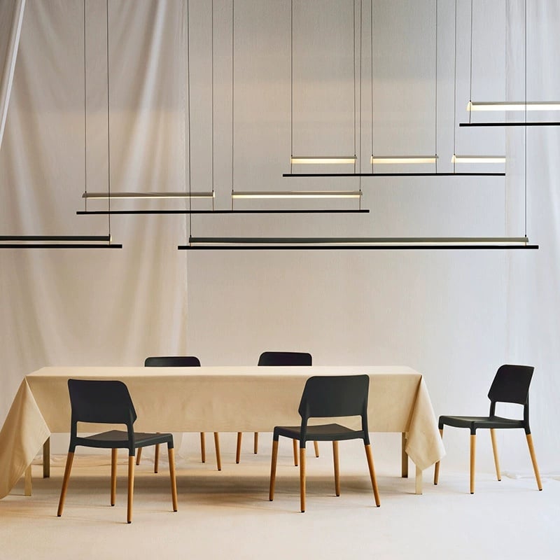Modern Metal Pendant Light Nordic Tile Eaves Line Chandelier for Dining Kitchen Long Linear Island Middle