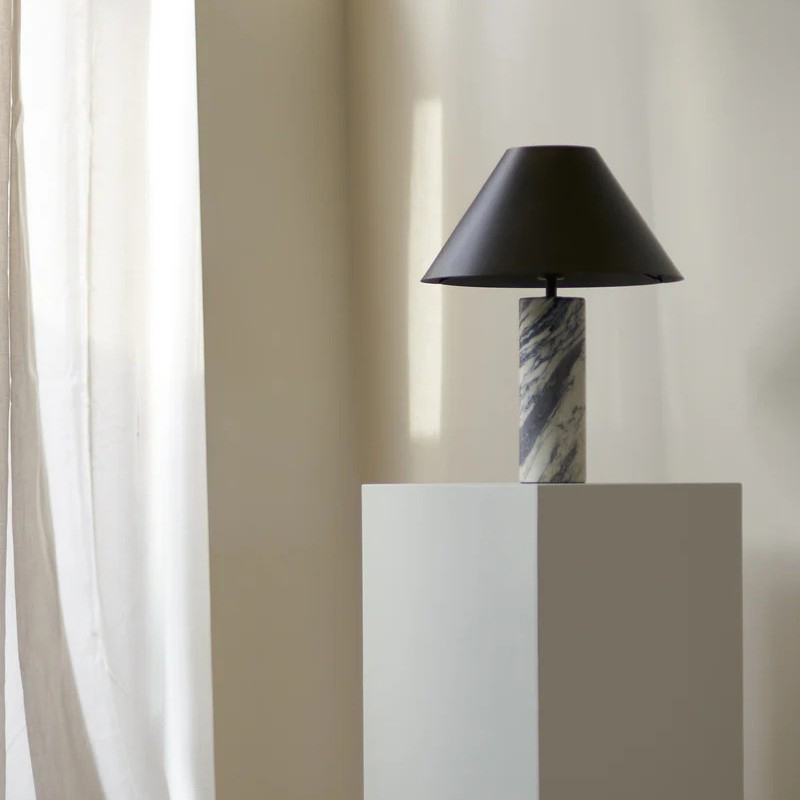 Light Luxury Retro Wabi Sabi Marble Metal Lampshade Bedroom Decorative Desk Lamp