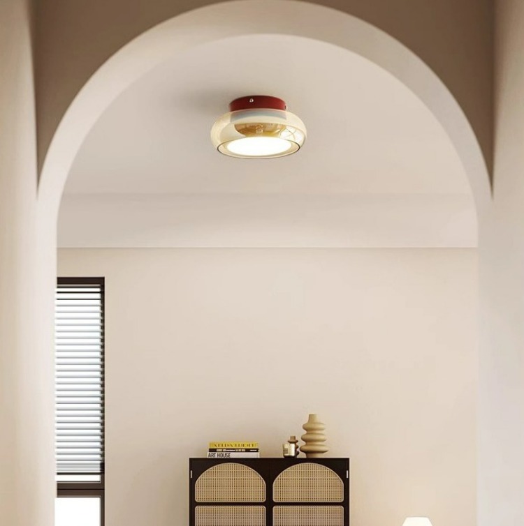 French style light luxury retro round glass ceiling light for living room dining room bedroom
