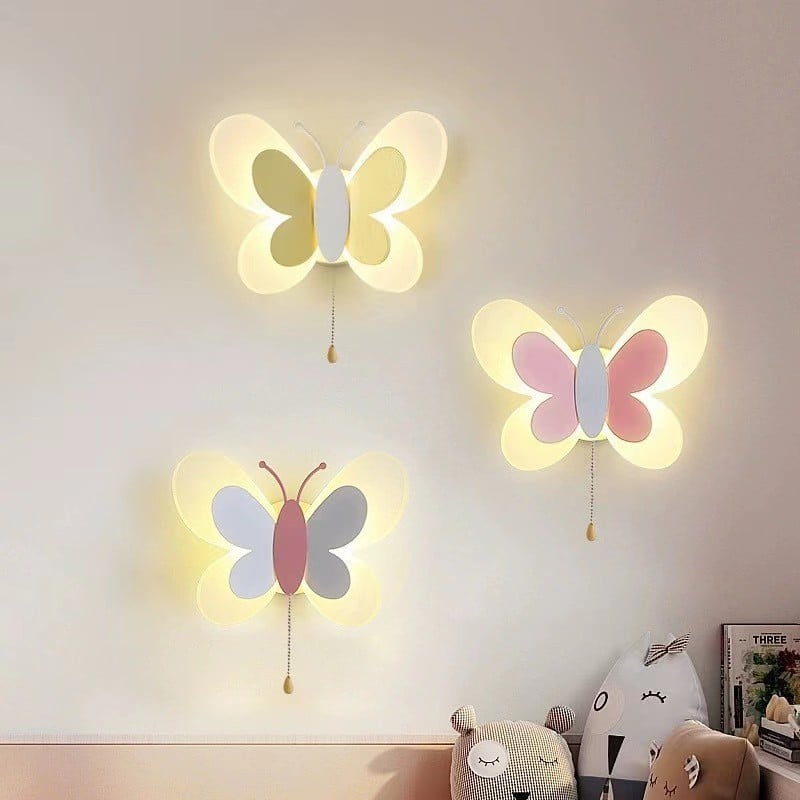 Hot Sale Butterfly Form Cartoon Kids Wall Lamp Acrylic LED Kids Room Wall Light
