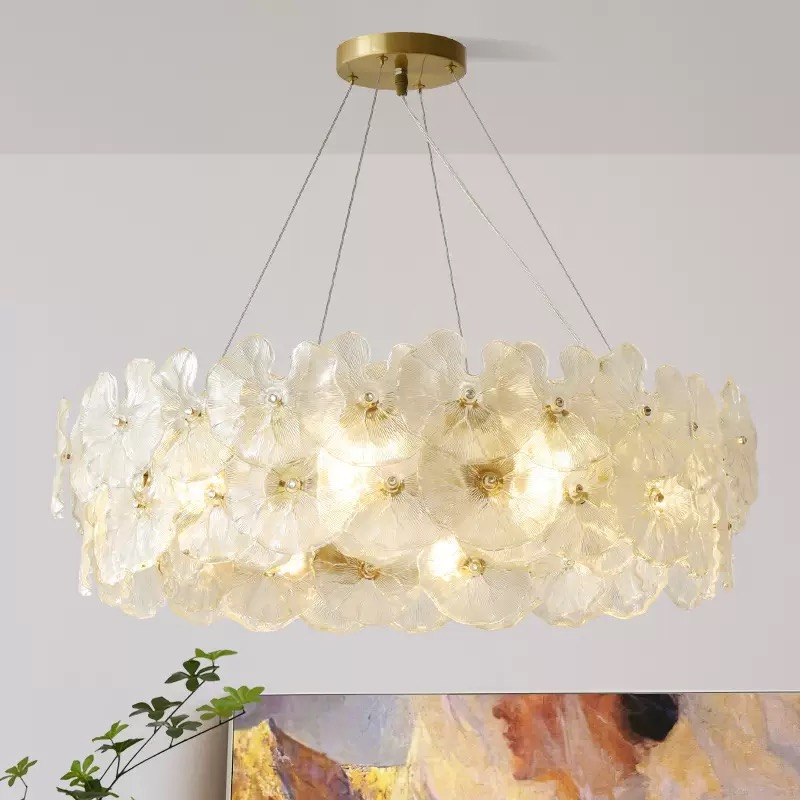 French-Style Creative Lotus-Shaped Living Room Chandelier for Hotel Home Decor